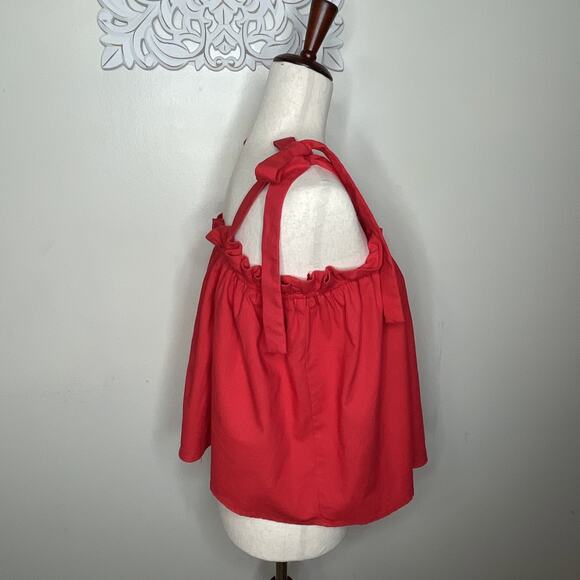 THE GOOD JANE Women's size MEDIUM off Shoulder TOP Sleeveless Bow Strap RED - Picture 6 of 9